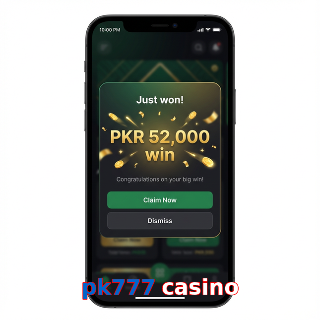 Main screen of Pk777 Casino win page for PK players